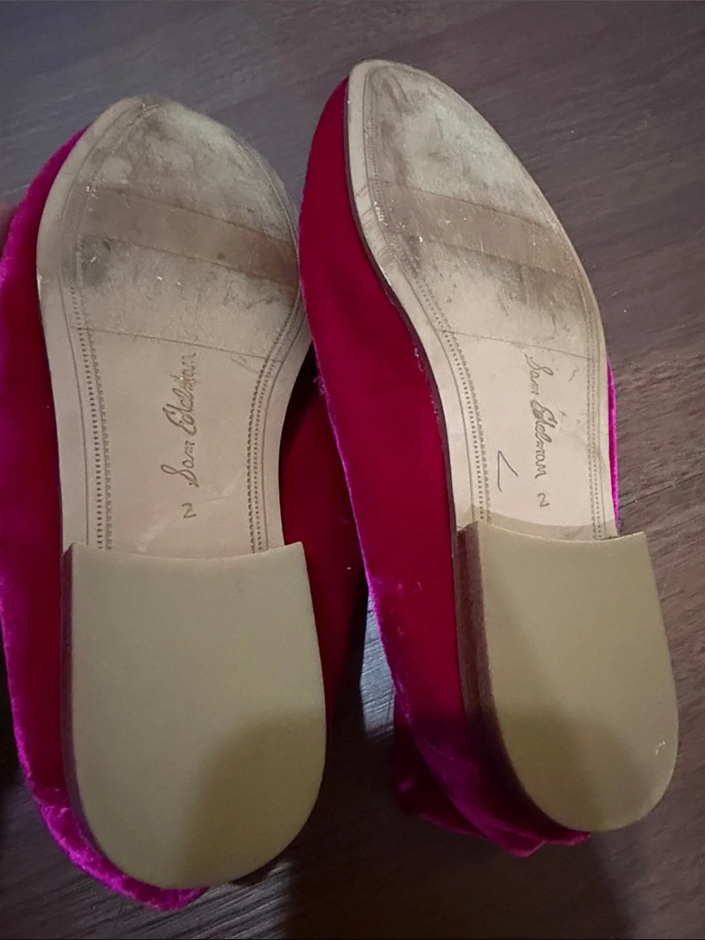 Sam Edelman Fuchsia Velvet Loafers with Gold Bit